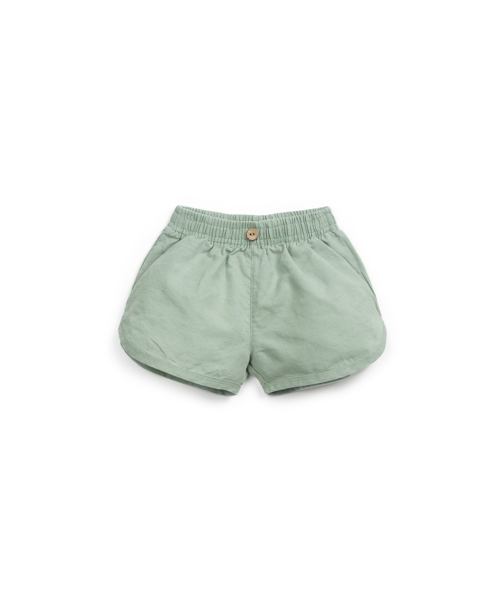 Pantalón corto lino verde con botón