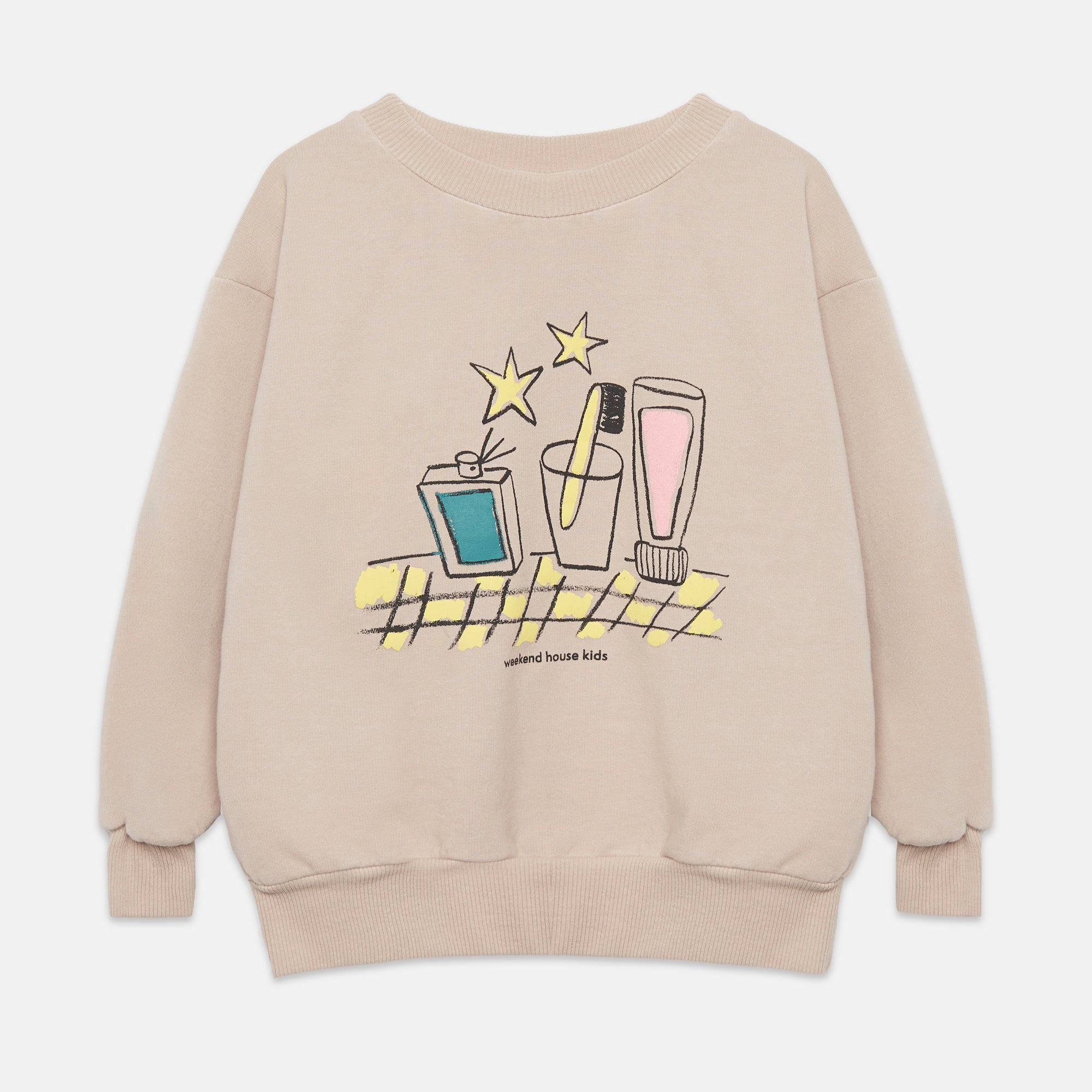 Sudadera arena estampado cepillo mágico