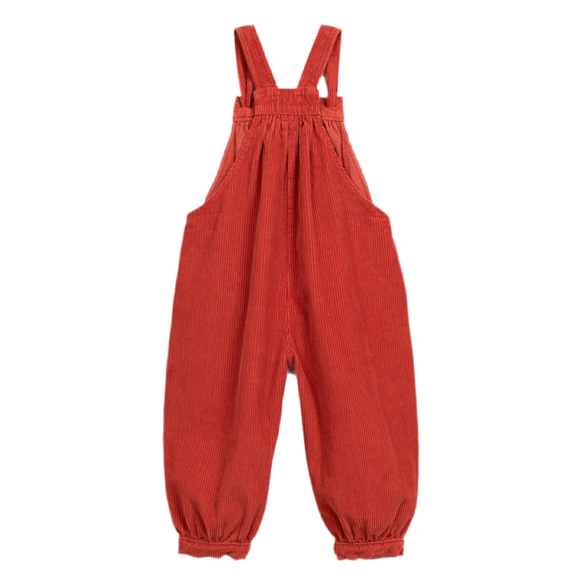 Peto de tirantes ajustables de pana rojo