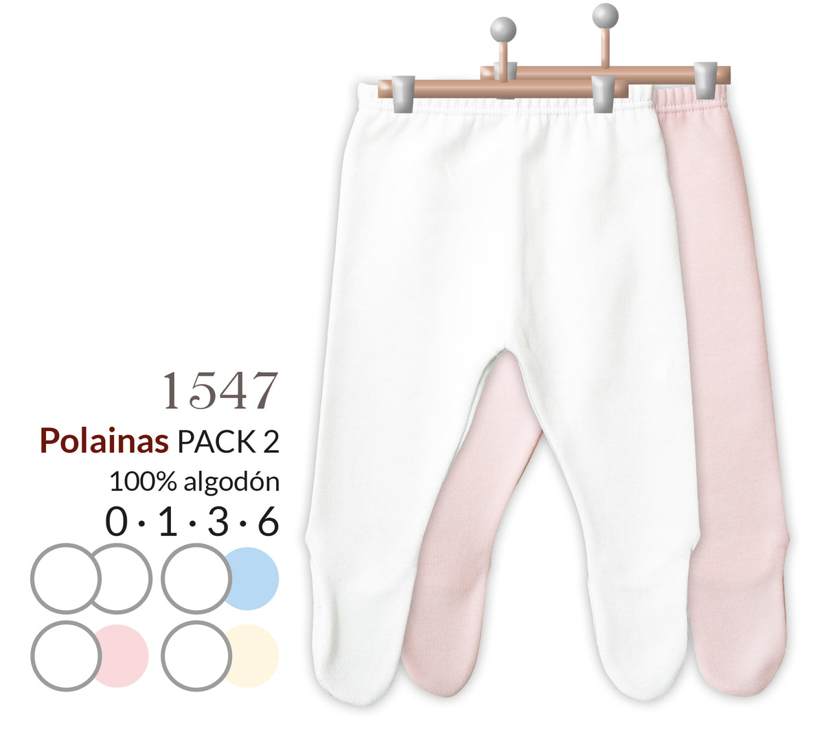 Pack de dos polainas lisas blanco/rosa - vista principal