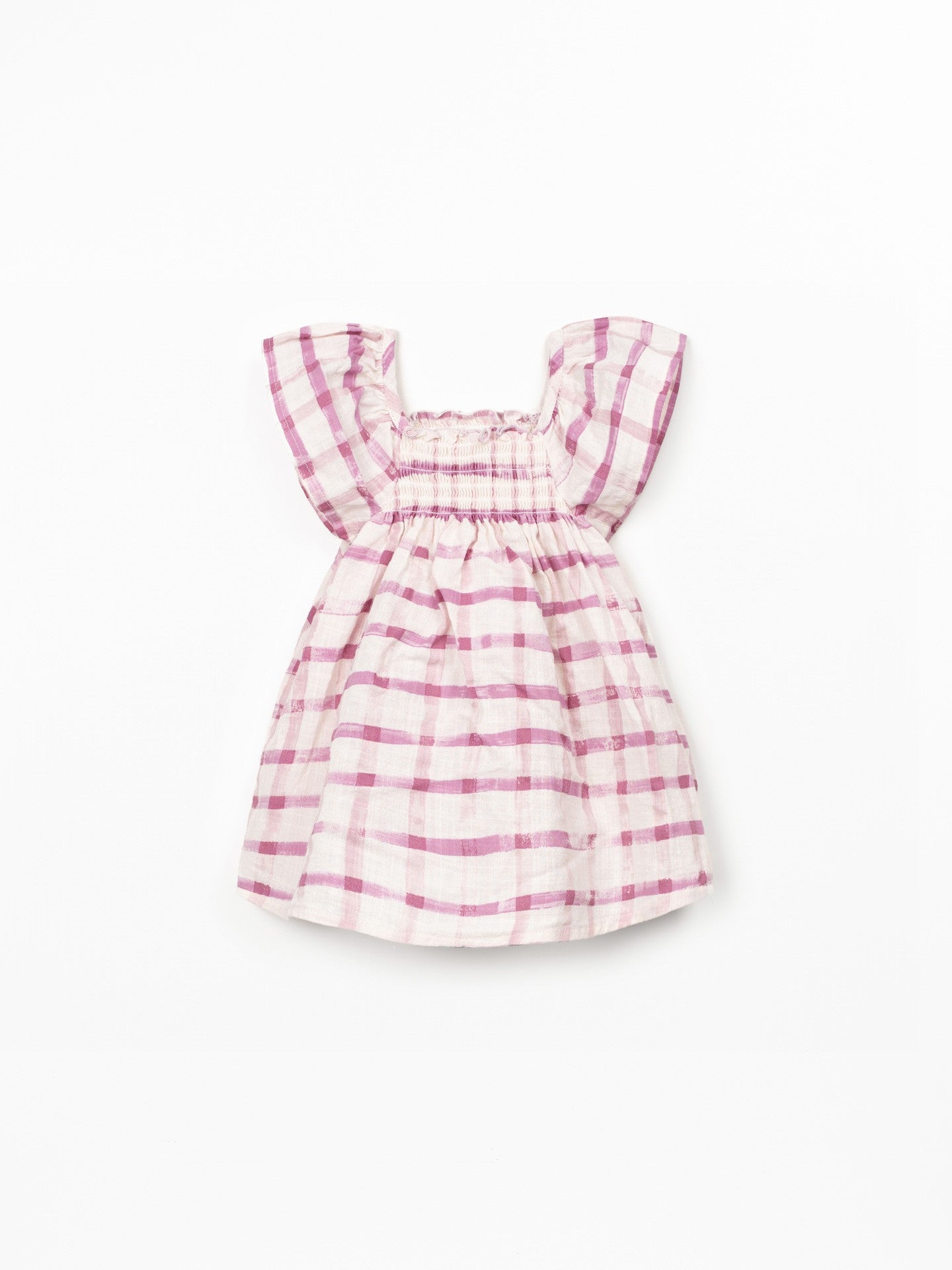 Vestido manga corta cuadros rosas baby Play Up