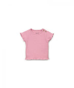 Camiseta manga corta canalé rosa