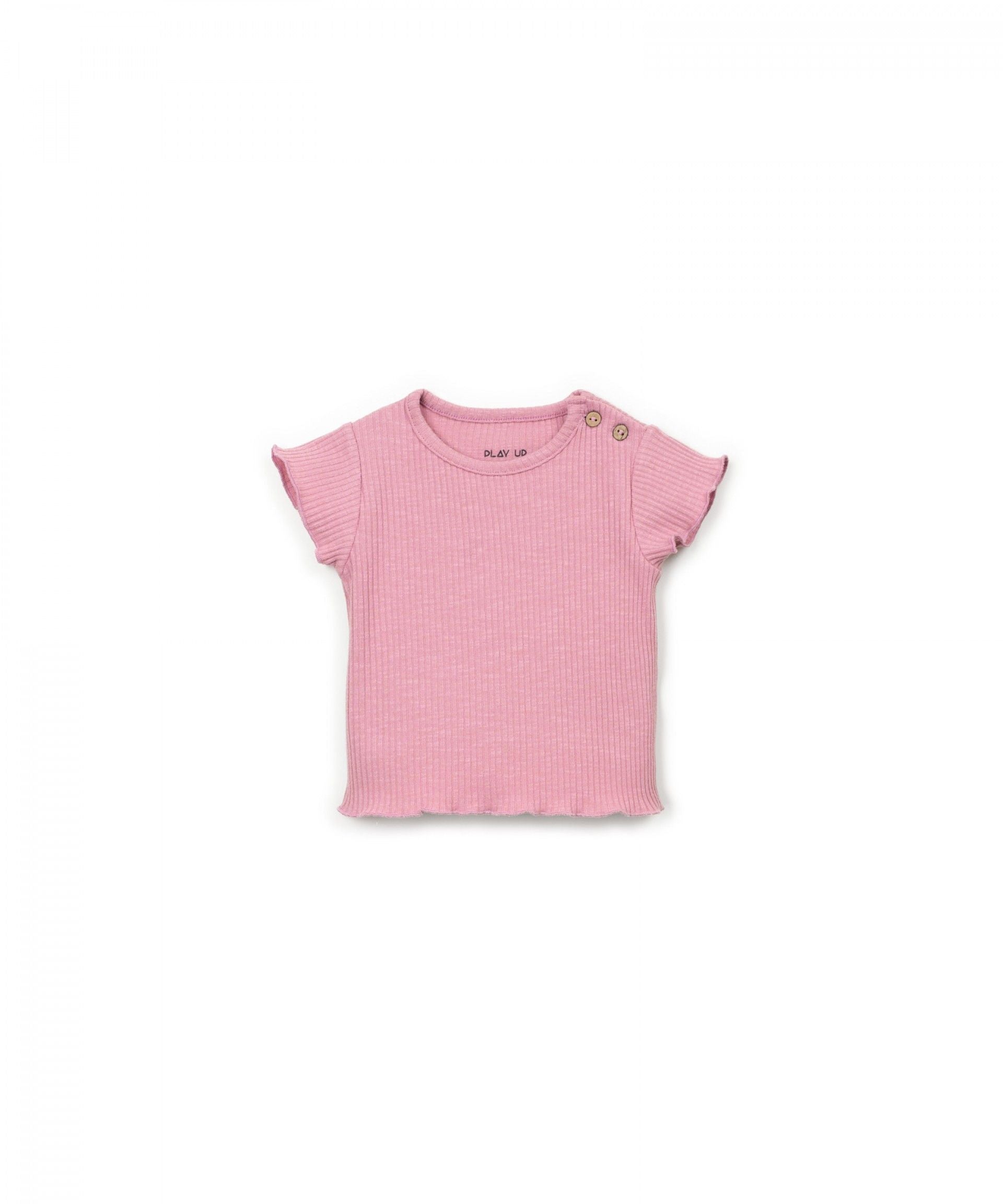 Camiseta manga corta canalé rosa