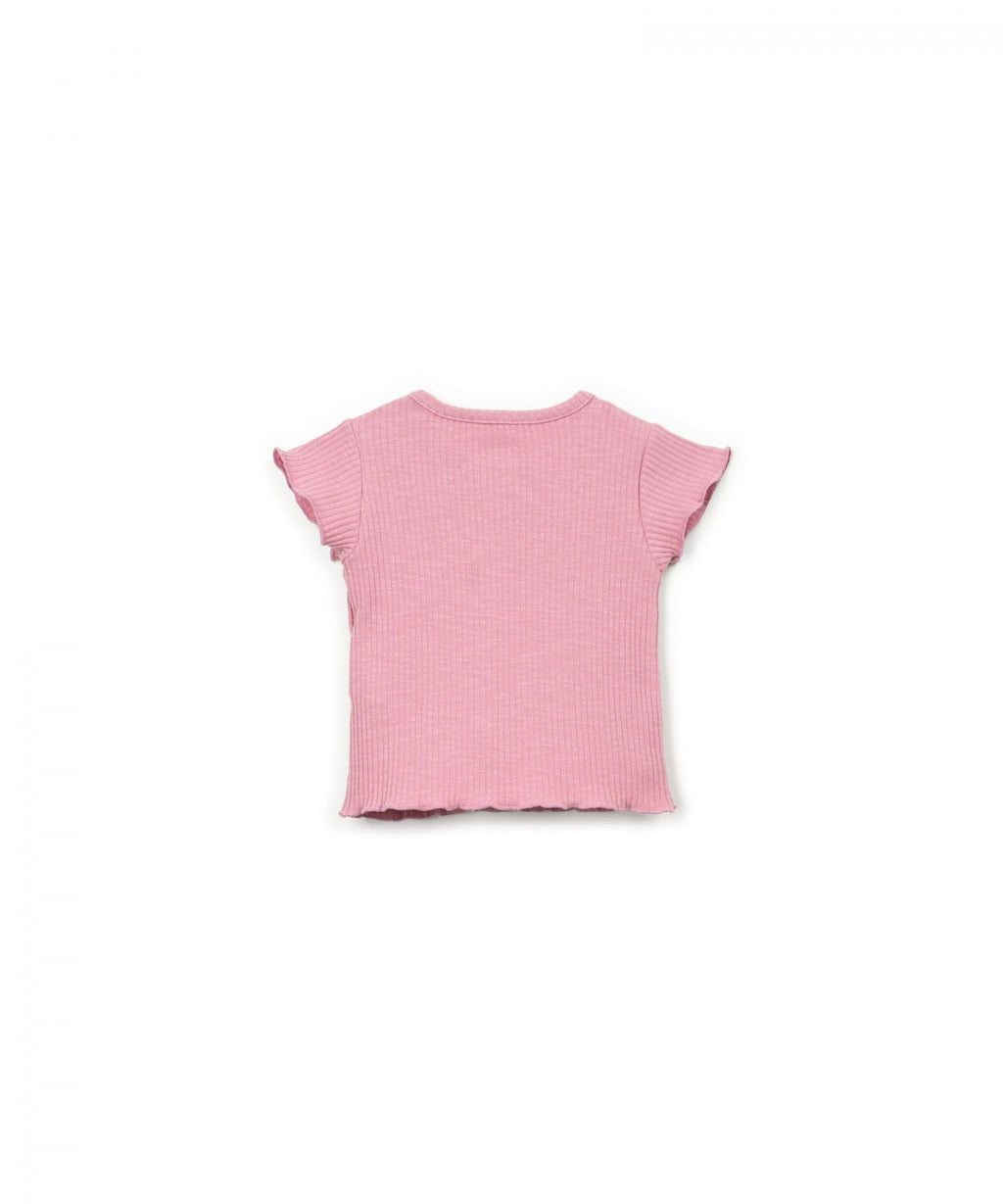 Camiseta manga corta canalé rosa