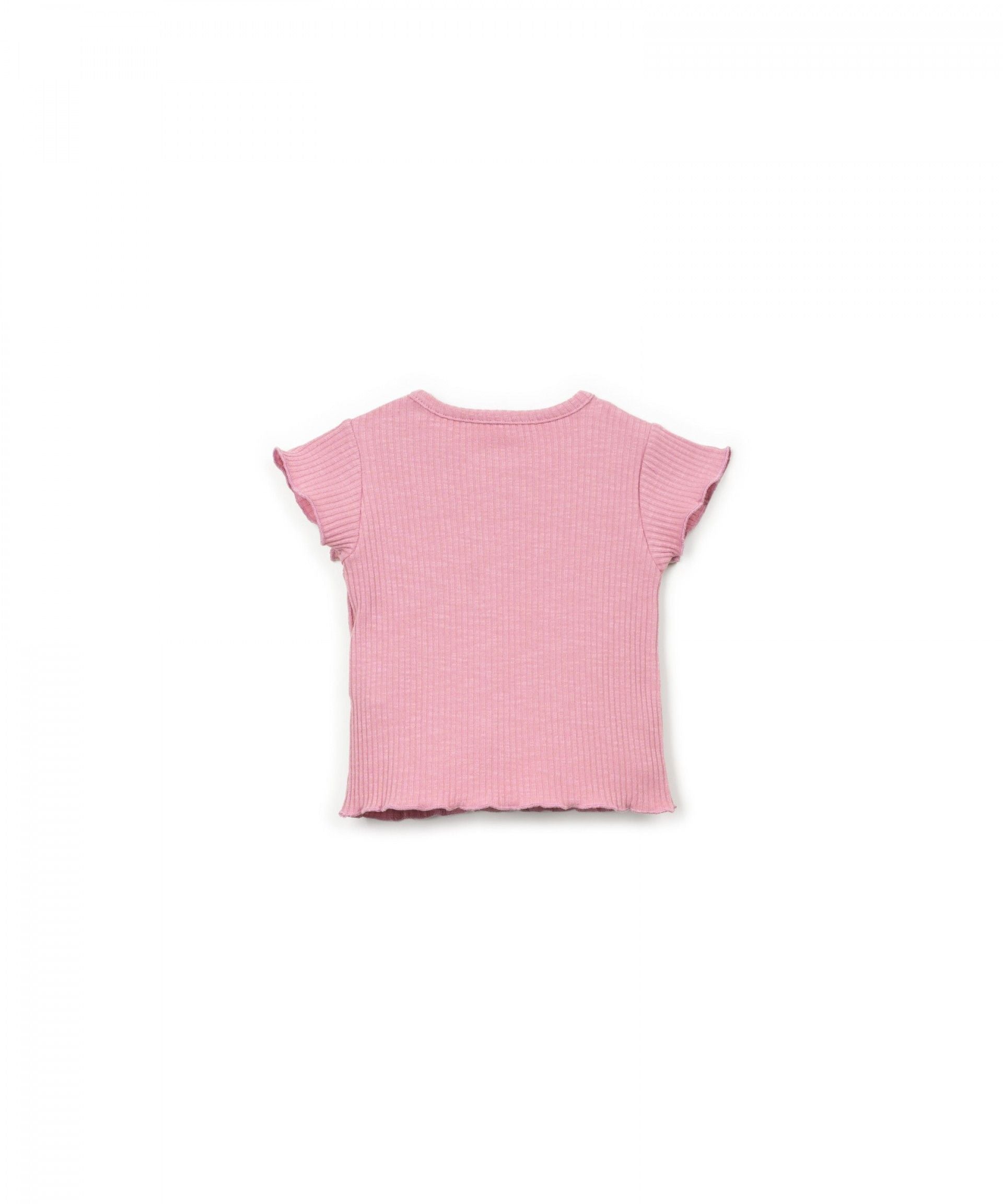Camiseta manga corta canalé rosa