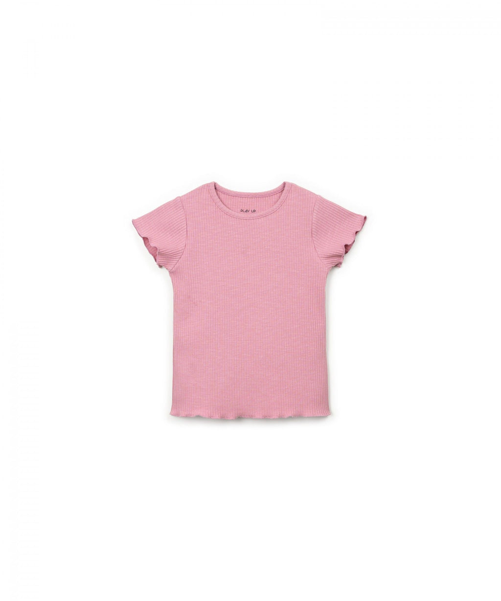Camiseta manga corta rosa canalé Play Up