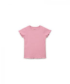 Camiseta manga corta rosa canalé Play Up