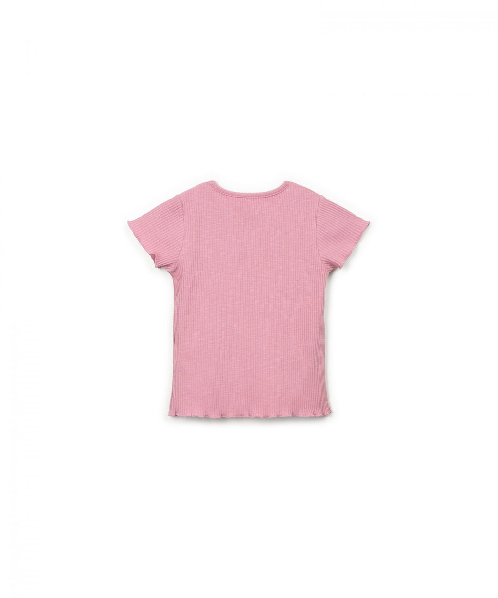 Camiseta manga corta rosa canalé Play Up