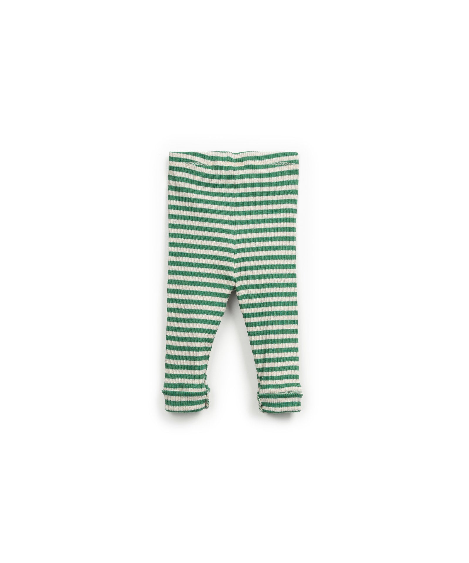 Legging rayas verdes y beige con botón