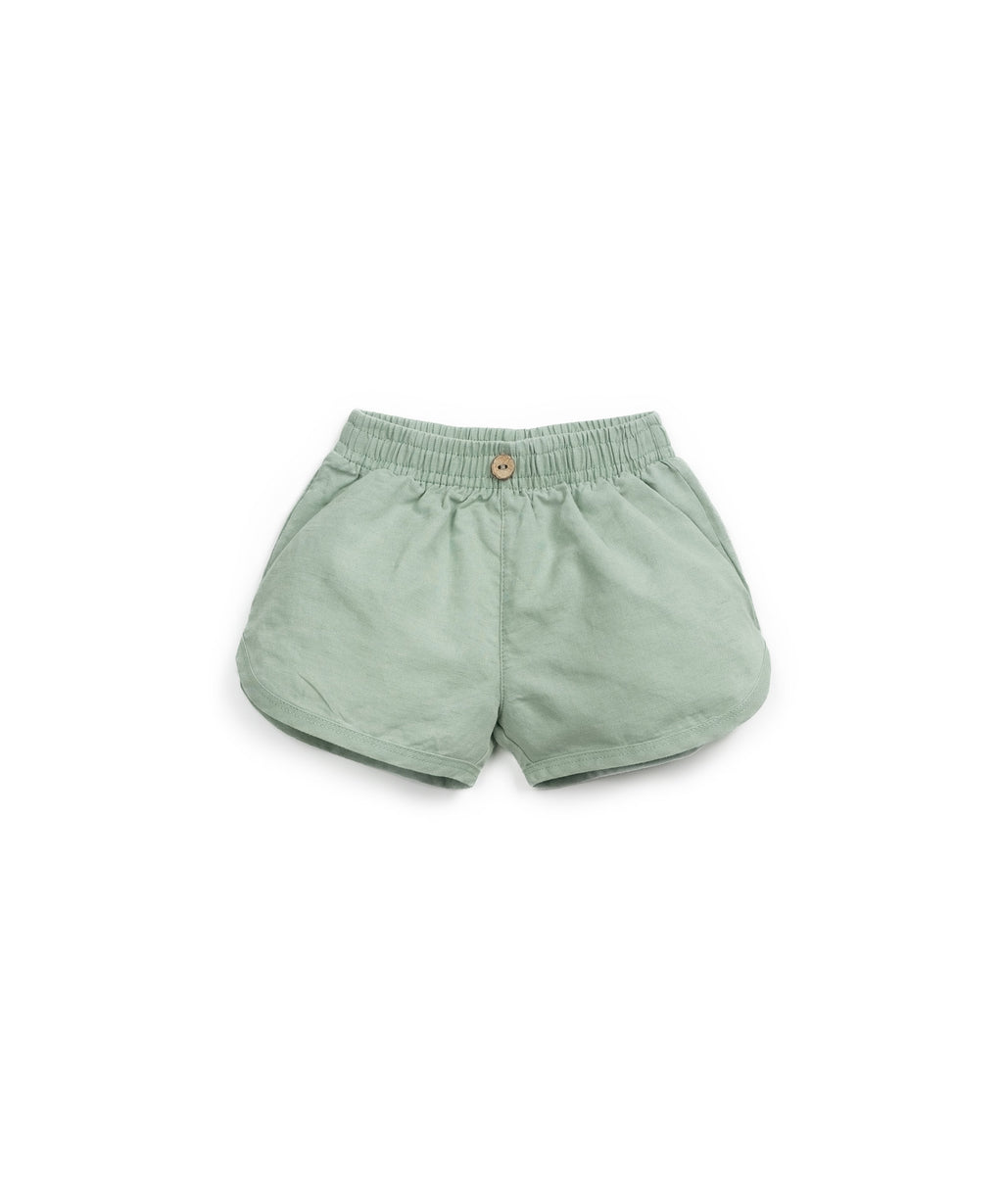Pantalón corto lino verde con botón