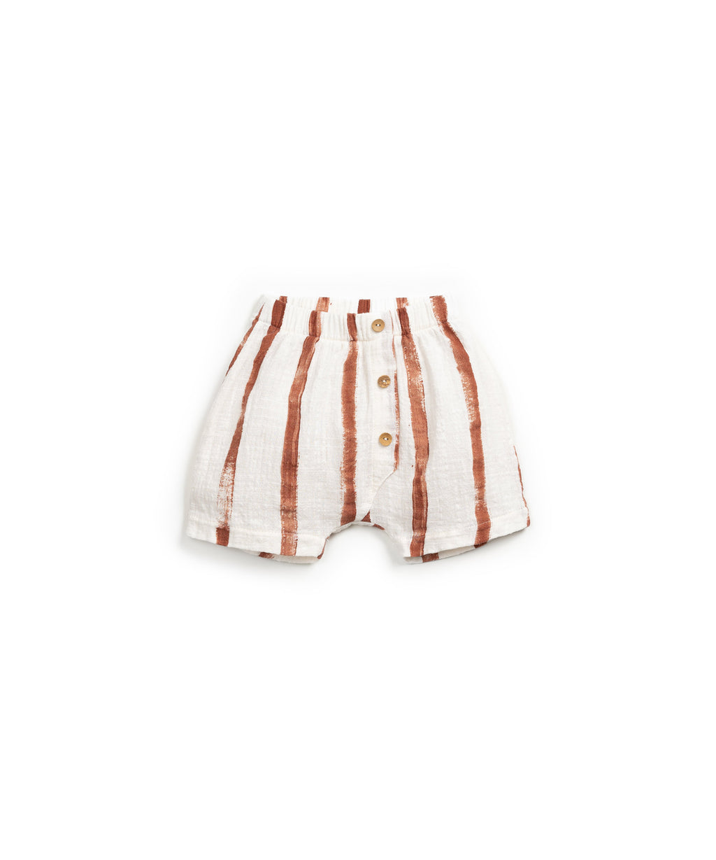 Pantalón corto lino rayas marrón