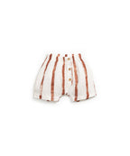 Pantalón corto lino rayas marrón