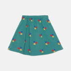 Falda verde con estampado de flores