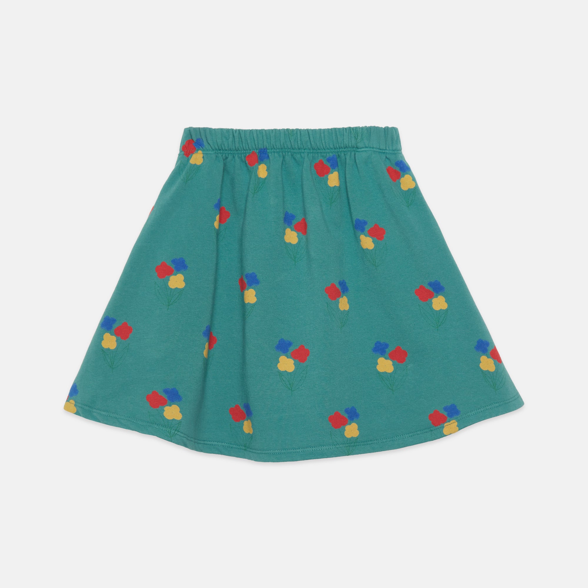 Falda verde con estampado de flores