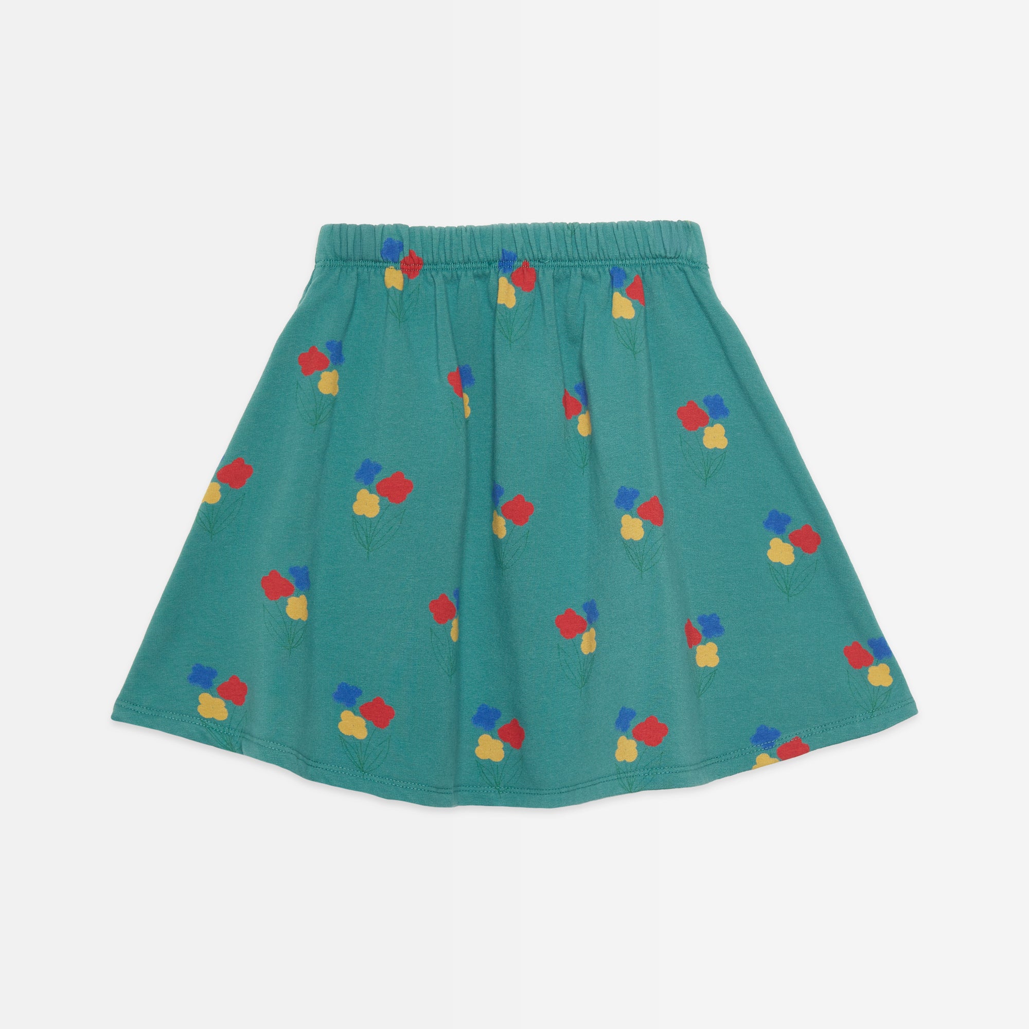 Falda verde con estampado de flores