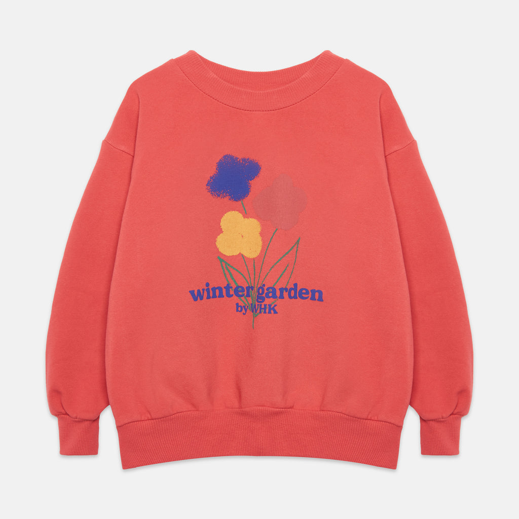 Sudadera roja con estampado de flores