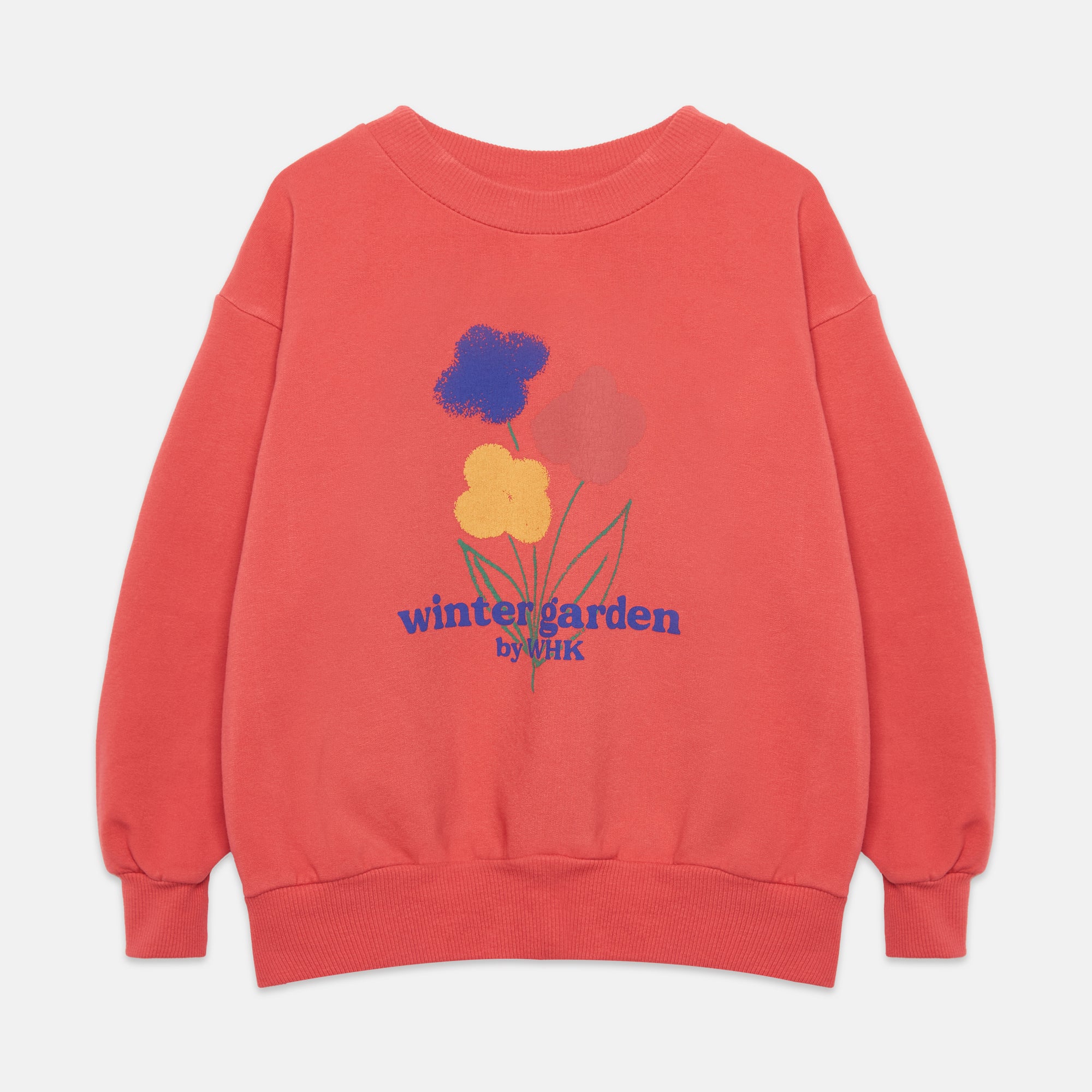 Sudadera roja con estampado de flores