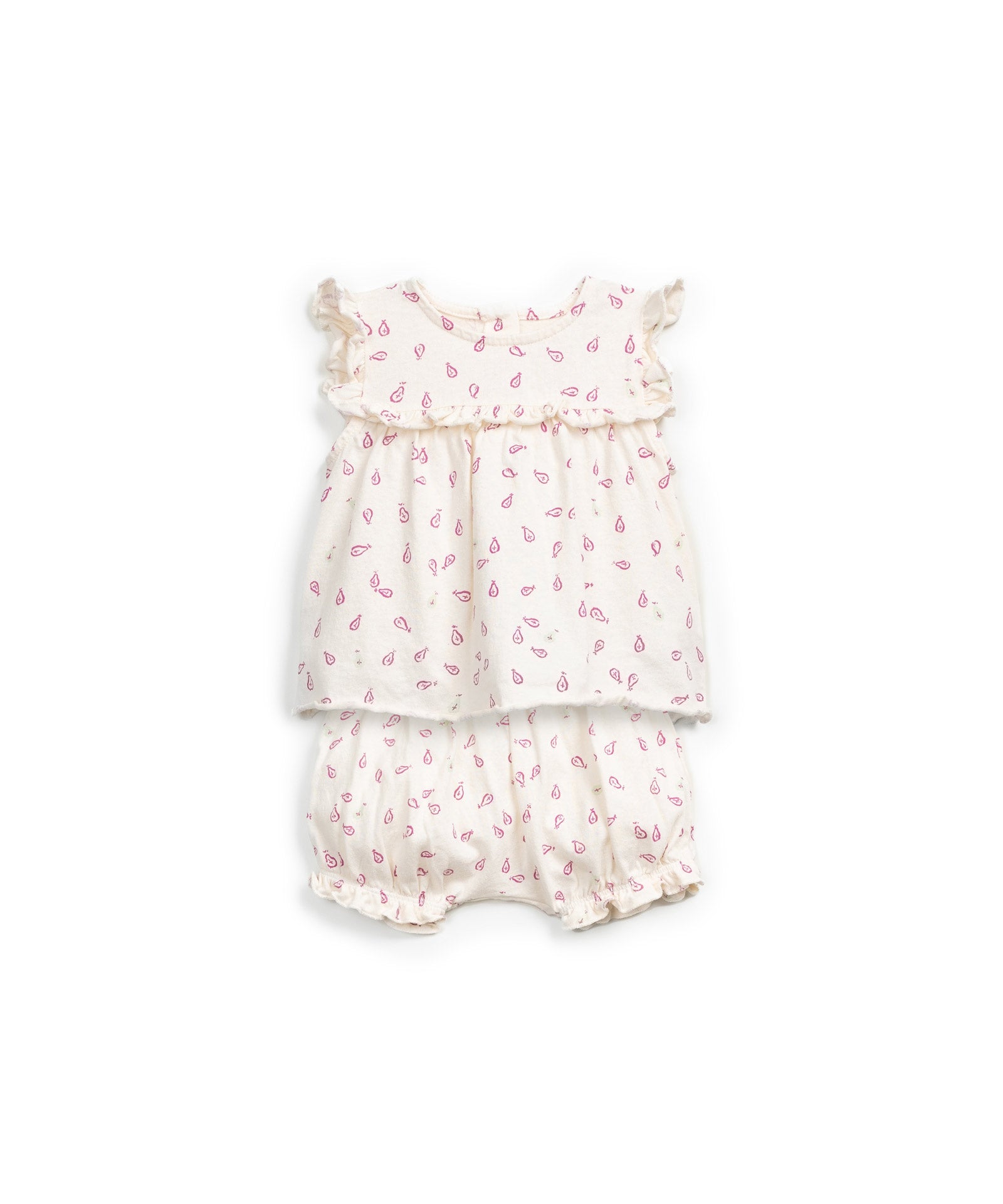 Pijama algodón corto dos piezas hojas rosas
