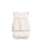 Pijama algodón corto dos piezas hojas rosas