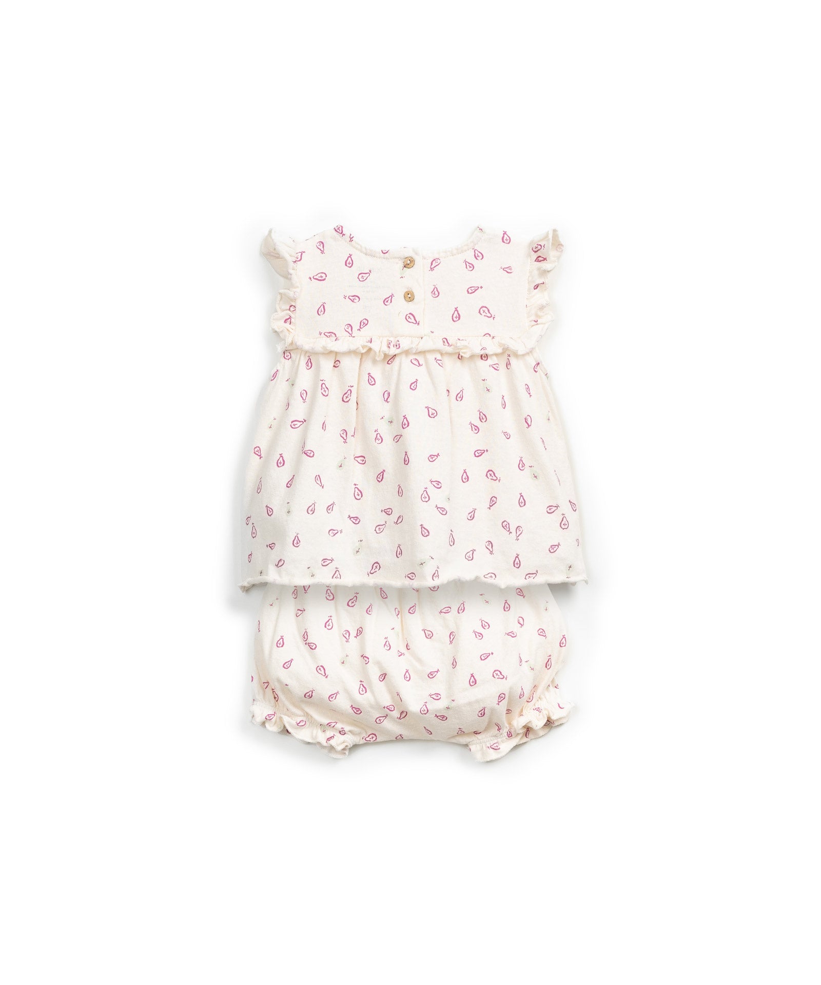 Pijama algodón corto dos piezas hojas rosas
