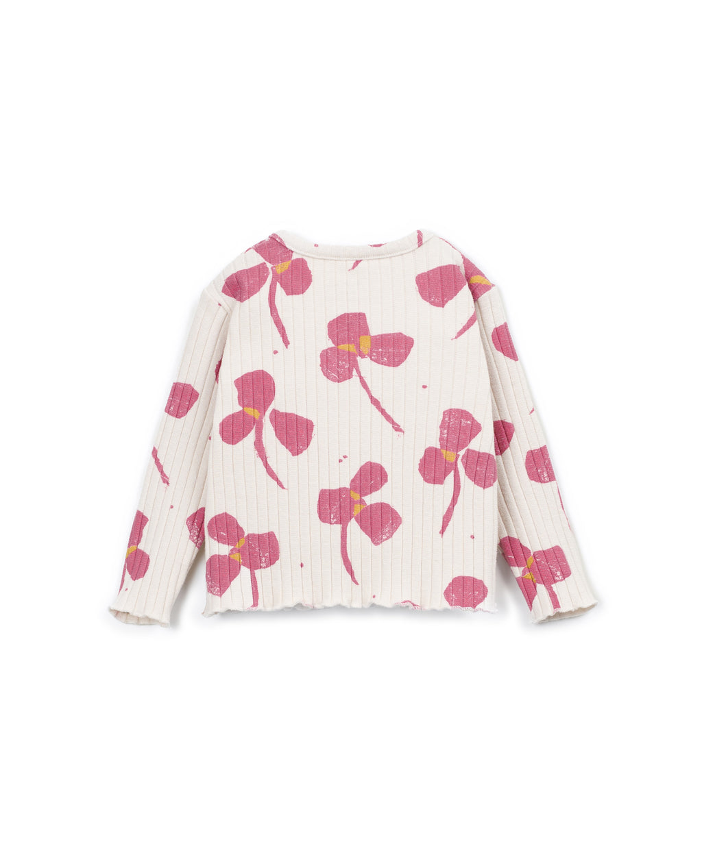 Camiseta rib estampado flores rosas