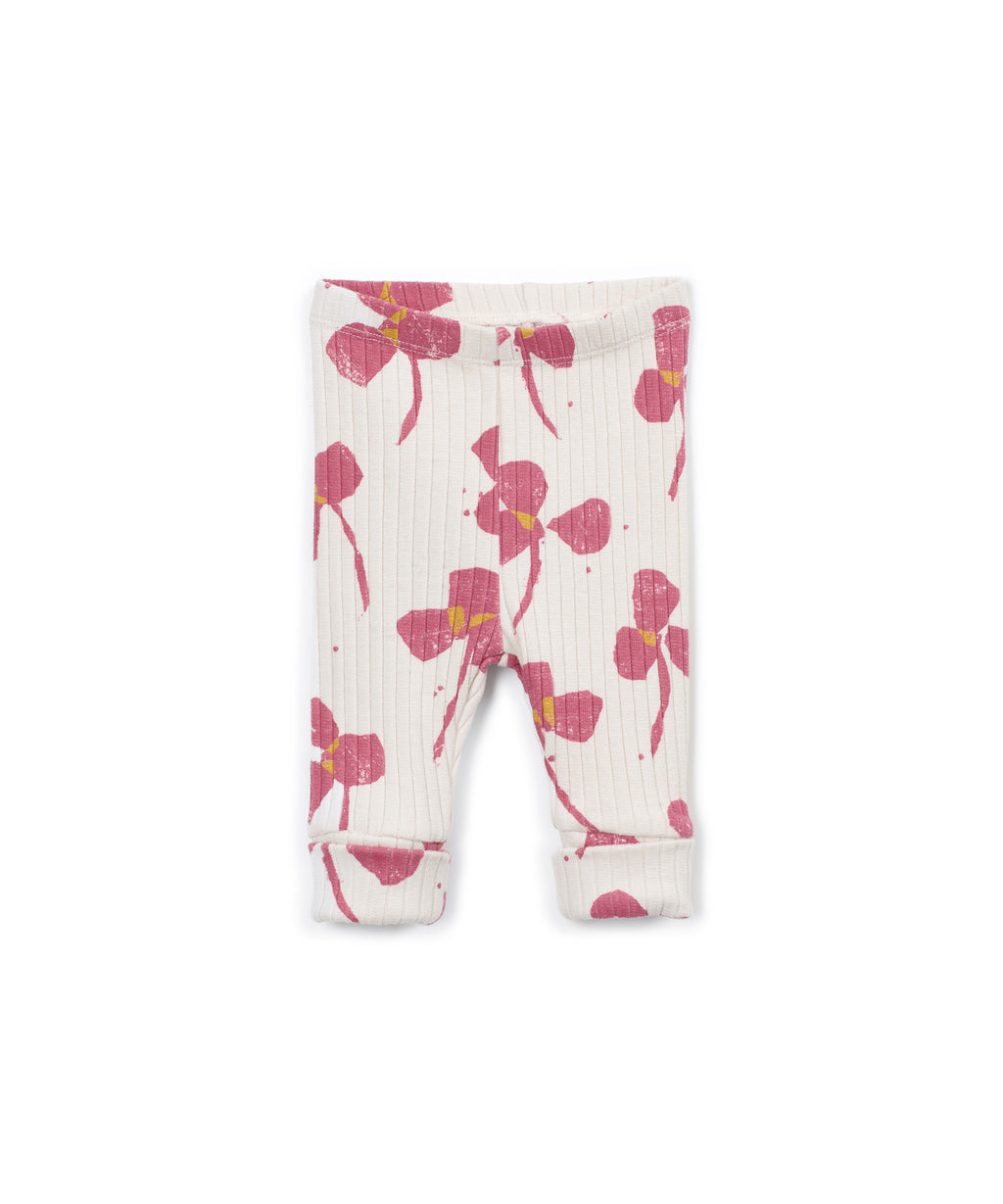 Leggings rib estampado flores rosas