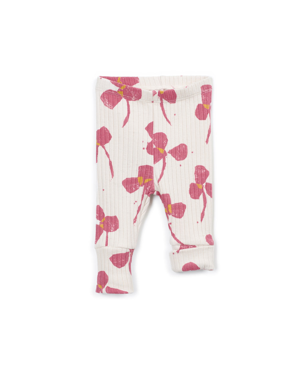 Leggings rib estampado flores rosas