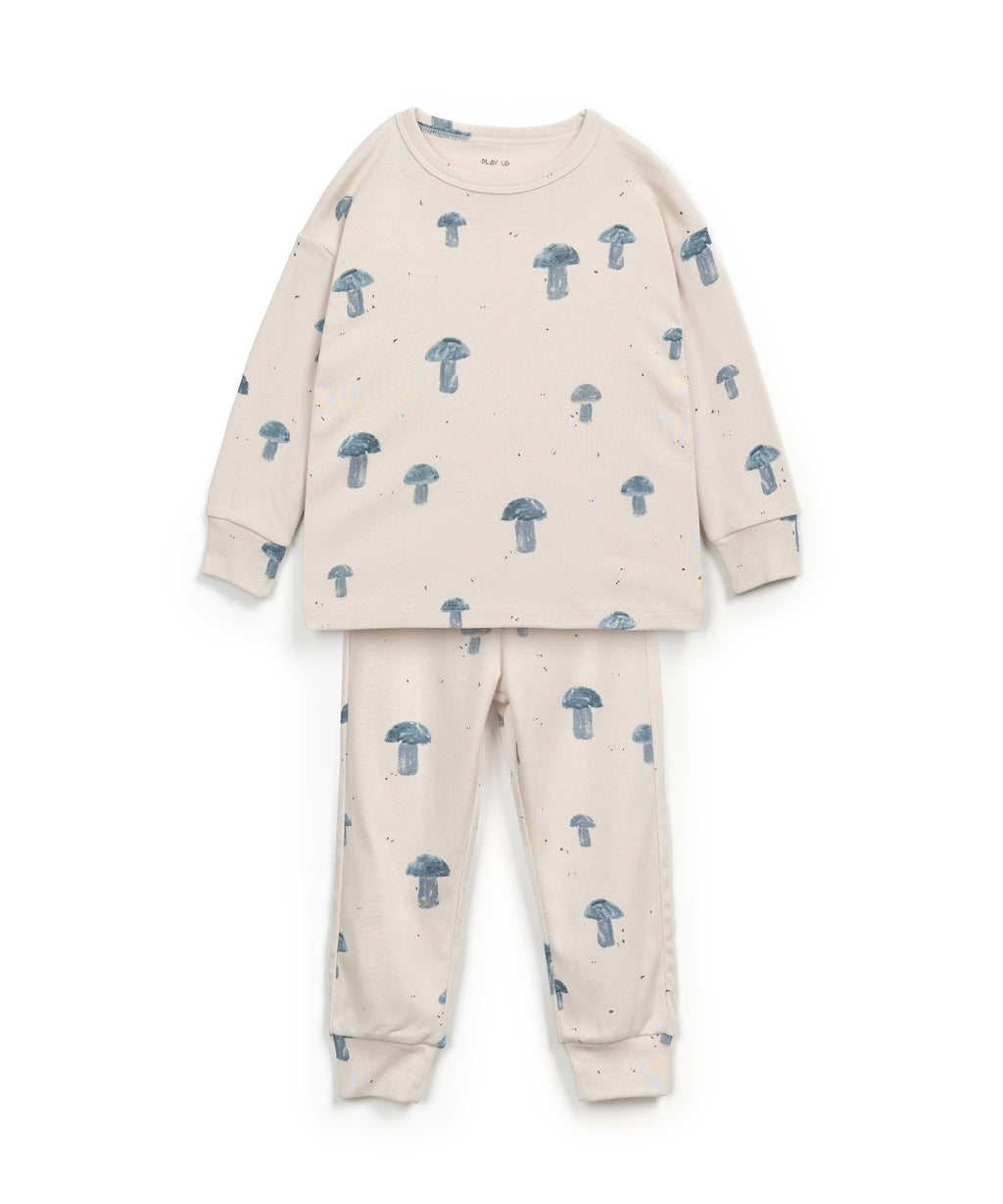 Pijama algodón dos piezas largo setas