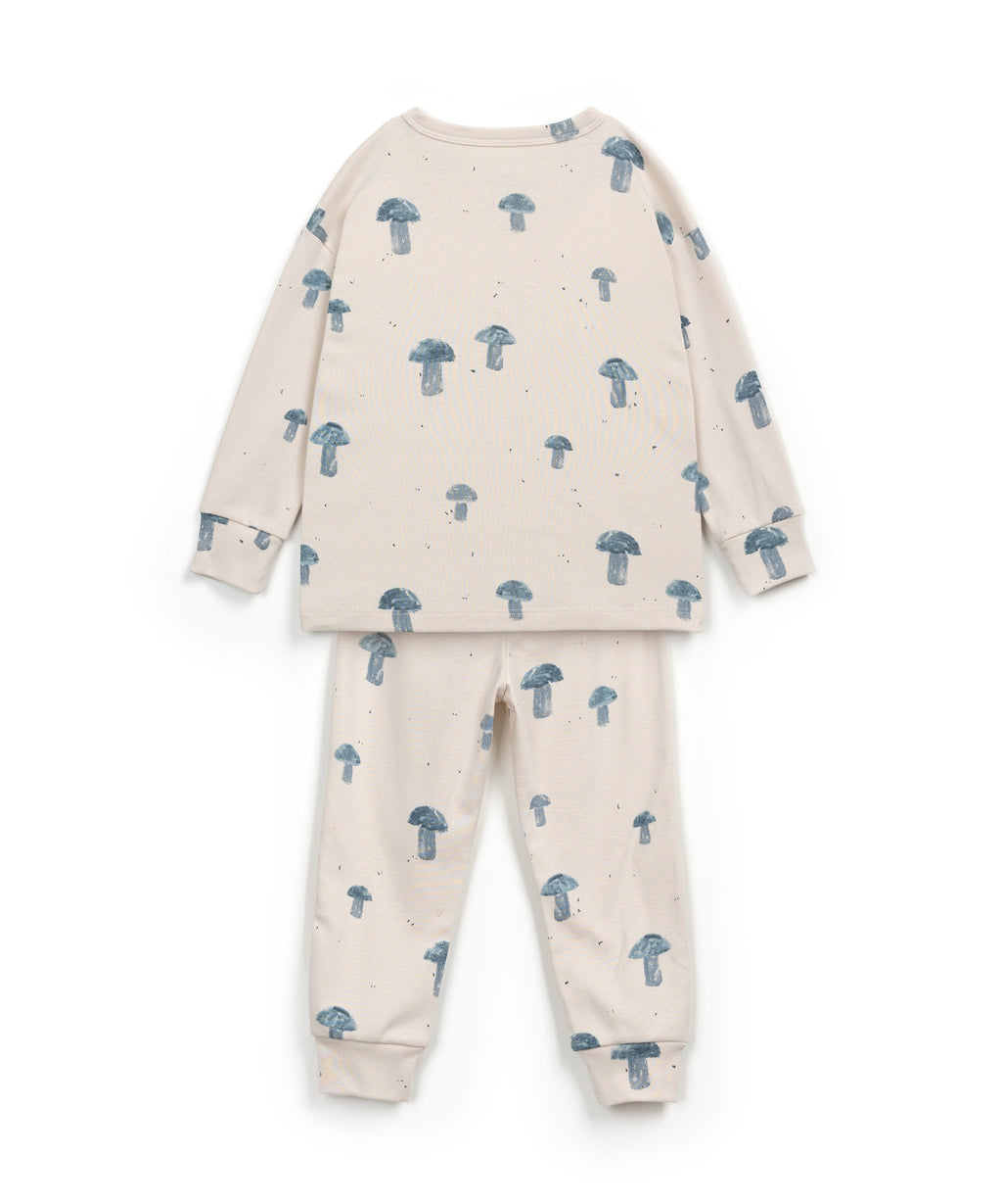 Pijama algodón dos piezas largo setas