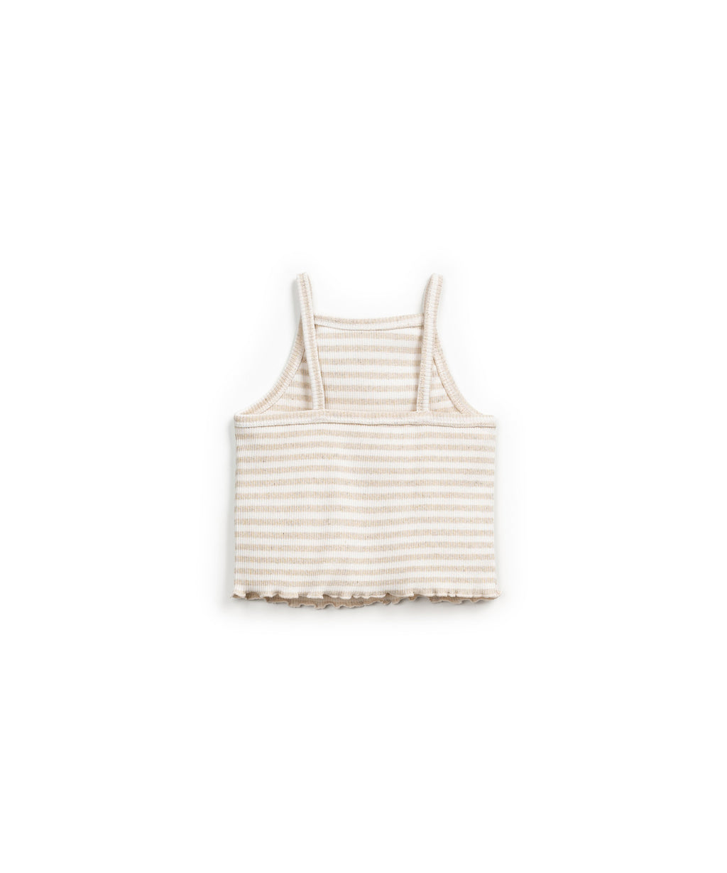 Top beige a rayas sin mangas