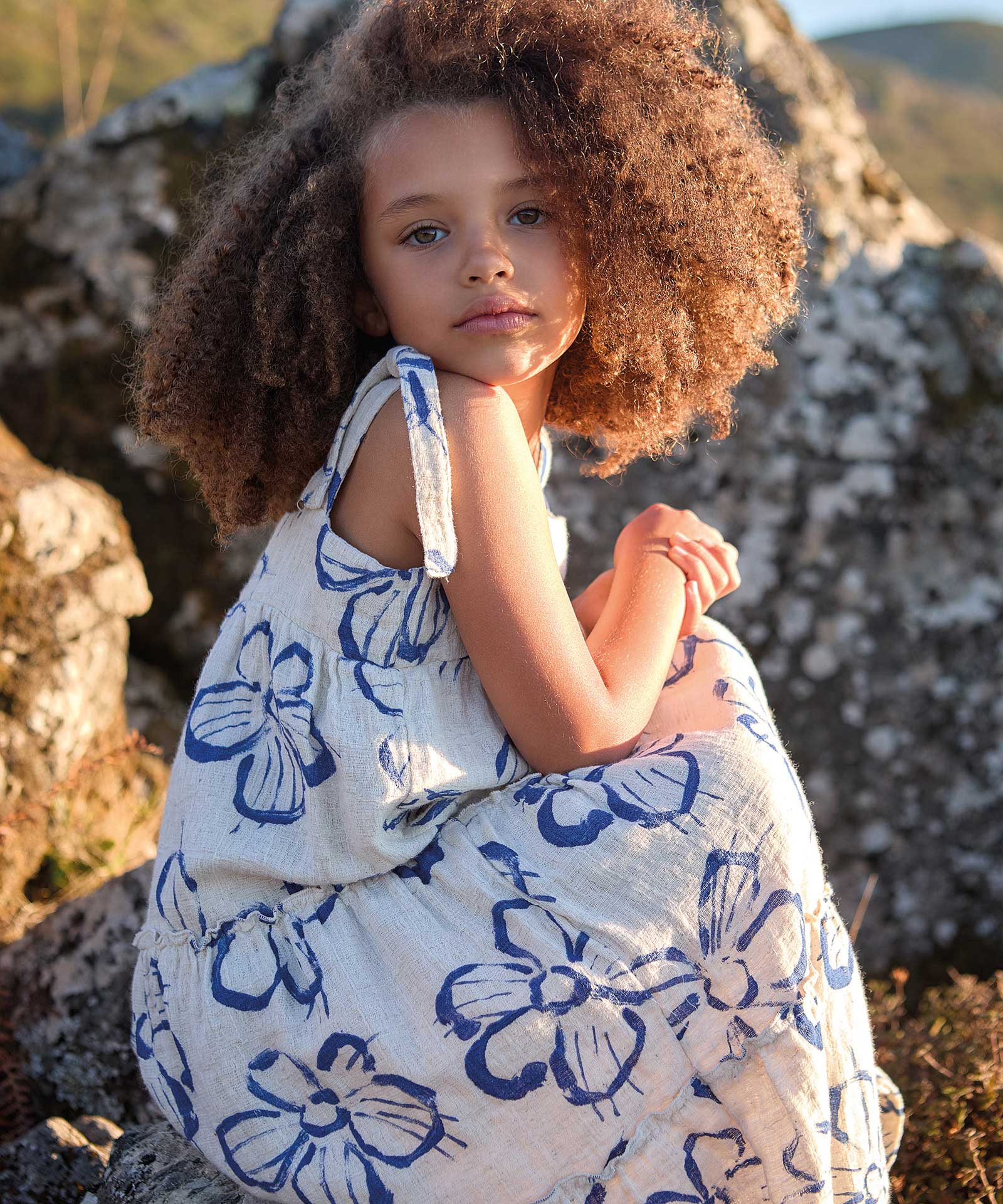 Vestido de tirantes de algodón y lino con estampado floral