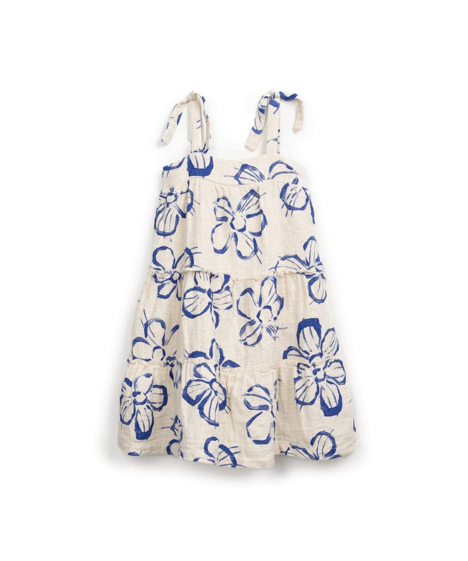 Vestido de tirantes de algodón y lino con estampado floral