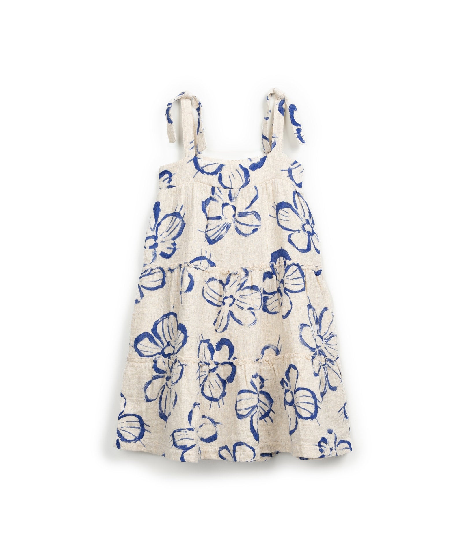 Vestido de tirantes de algodón y lino con estampado floral