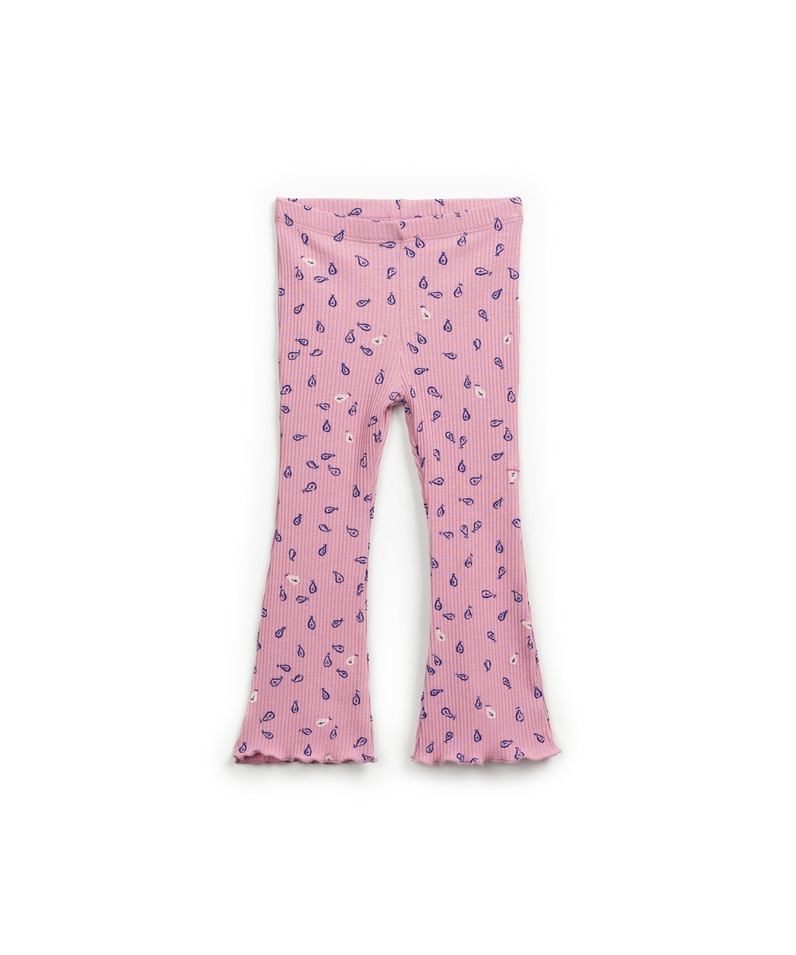 Legging rosa con estampado azul y volante