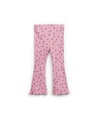 Legging rosa con estampado azul y volante