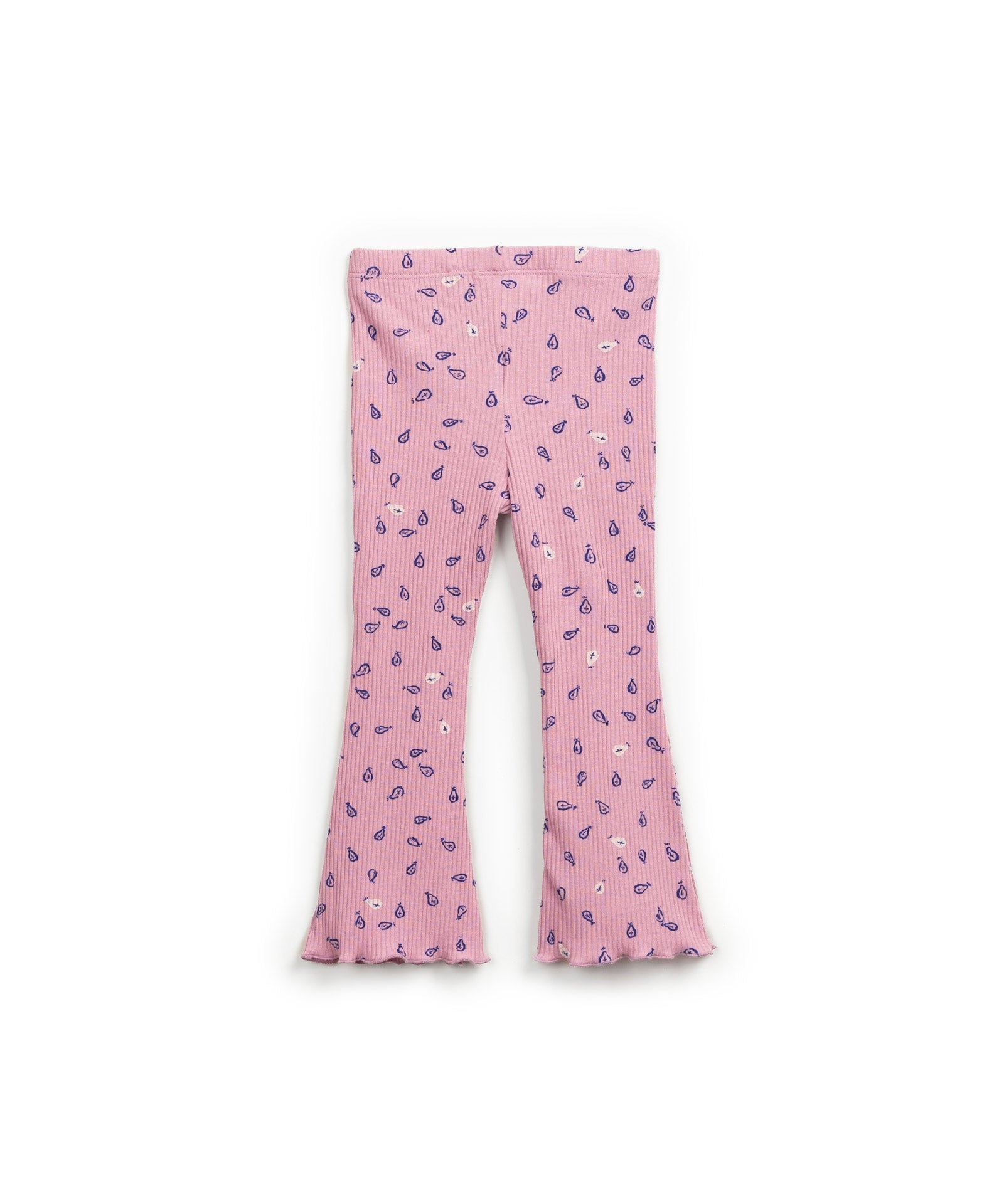 Legging rosa con estampado azul y volante