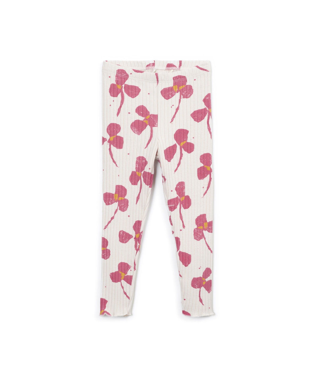 Leggings rib estampado flores rosas Kid