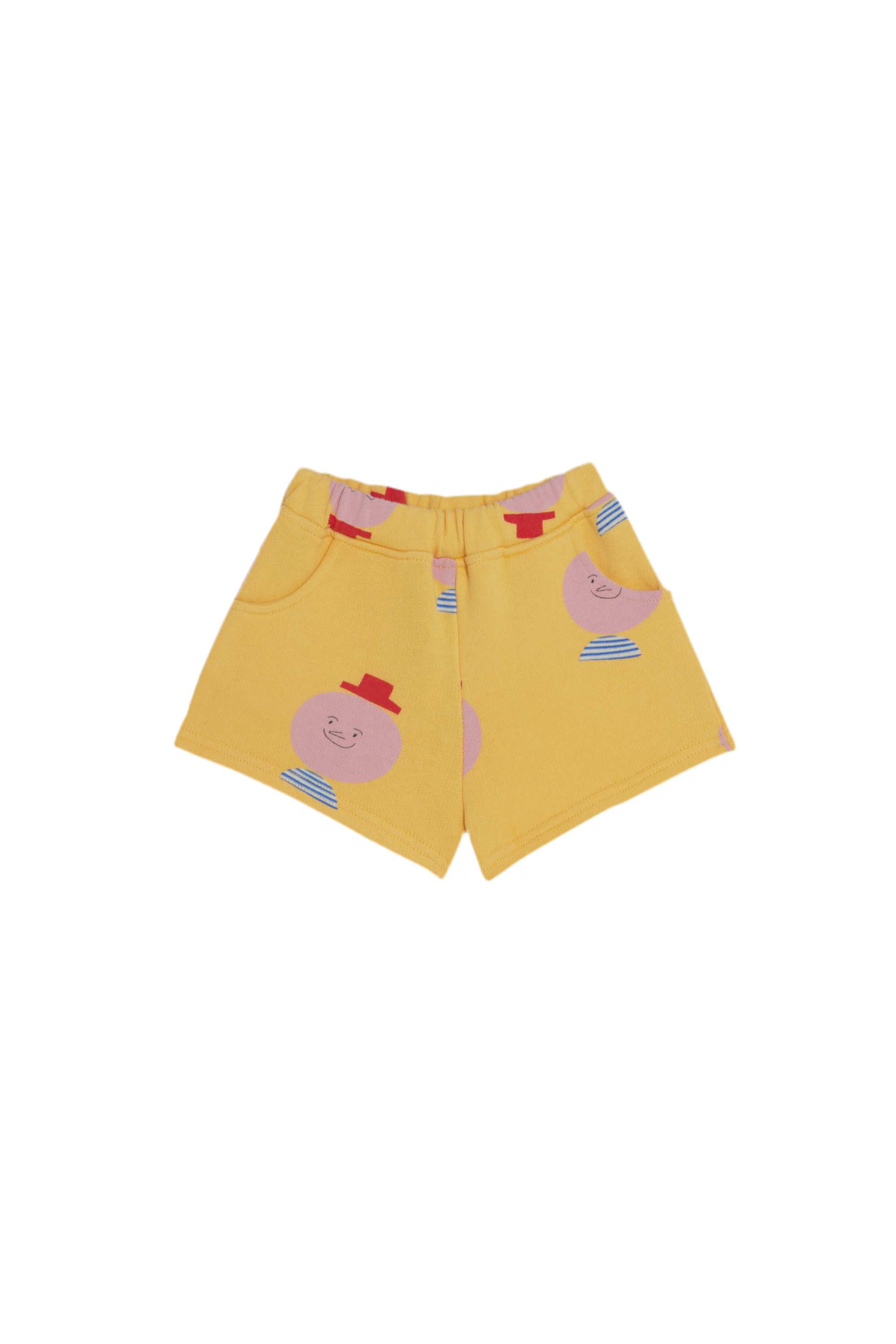 Pantalón corto amarillo divertido con caras felices 