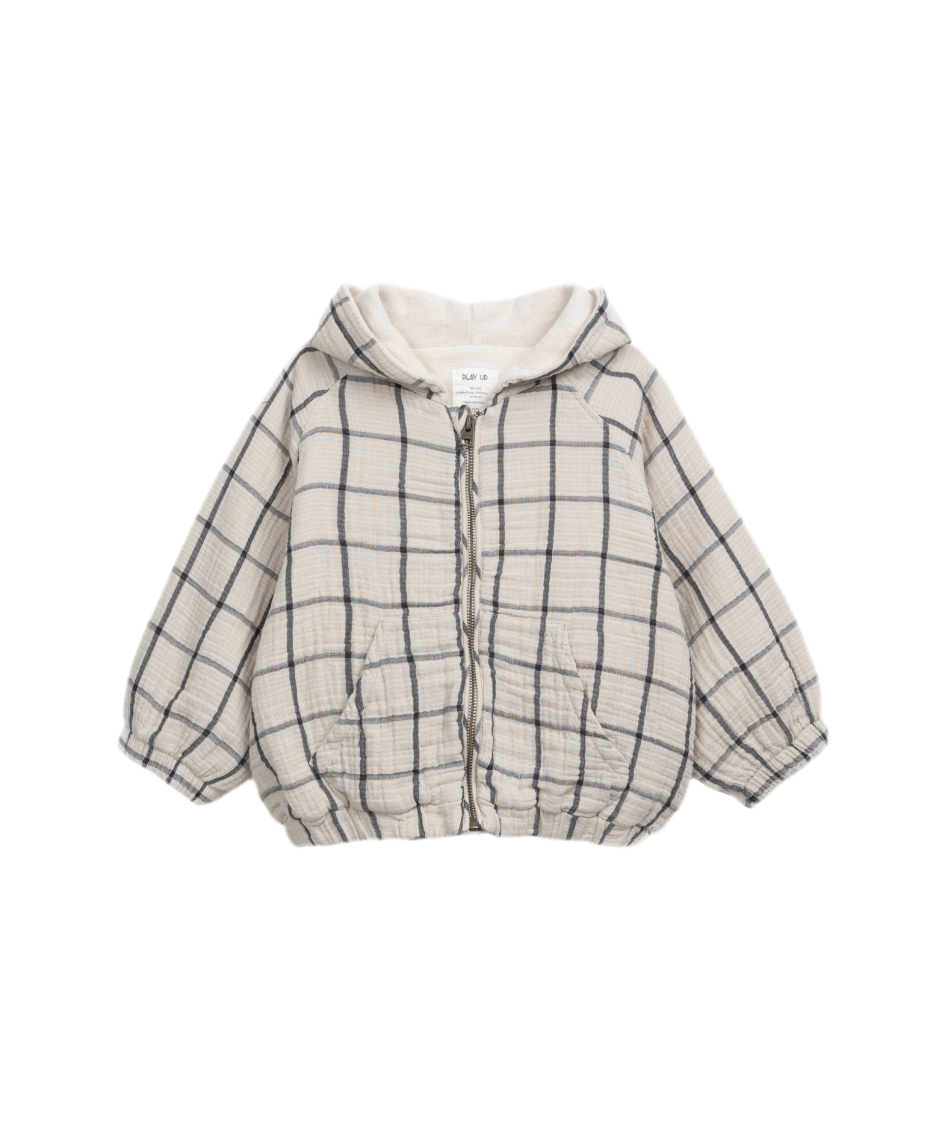 Chaqueta tejido a cuadros con puños