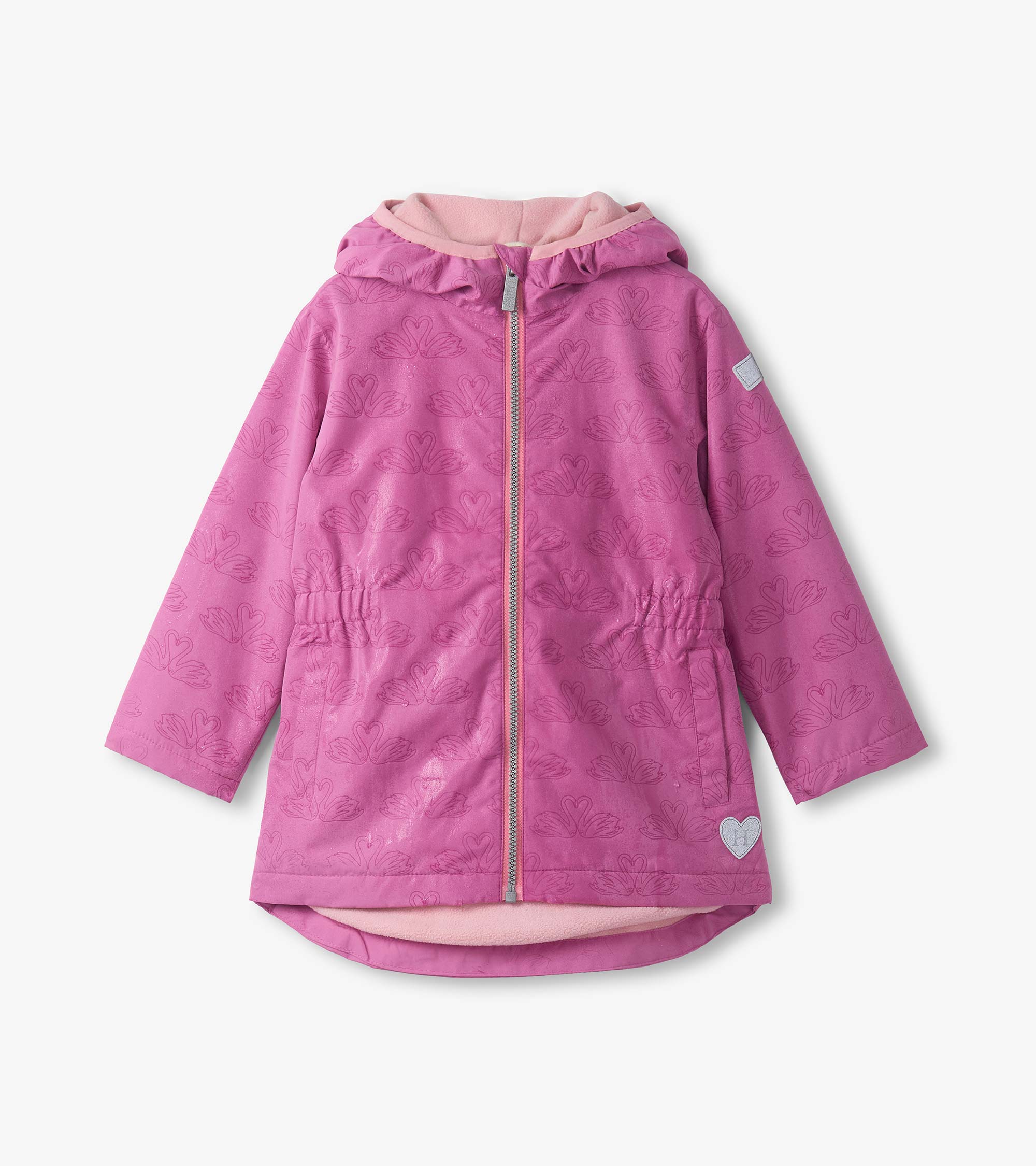 Chaqueta impermeable rosa corazones cisne