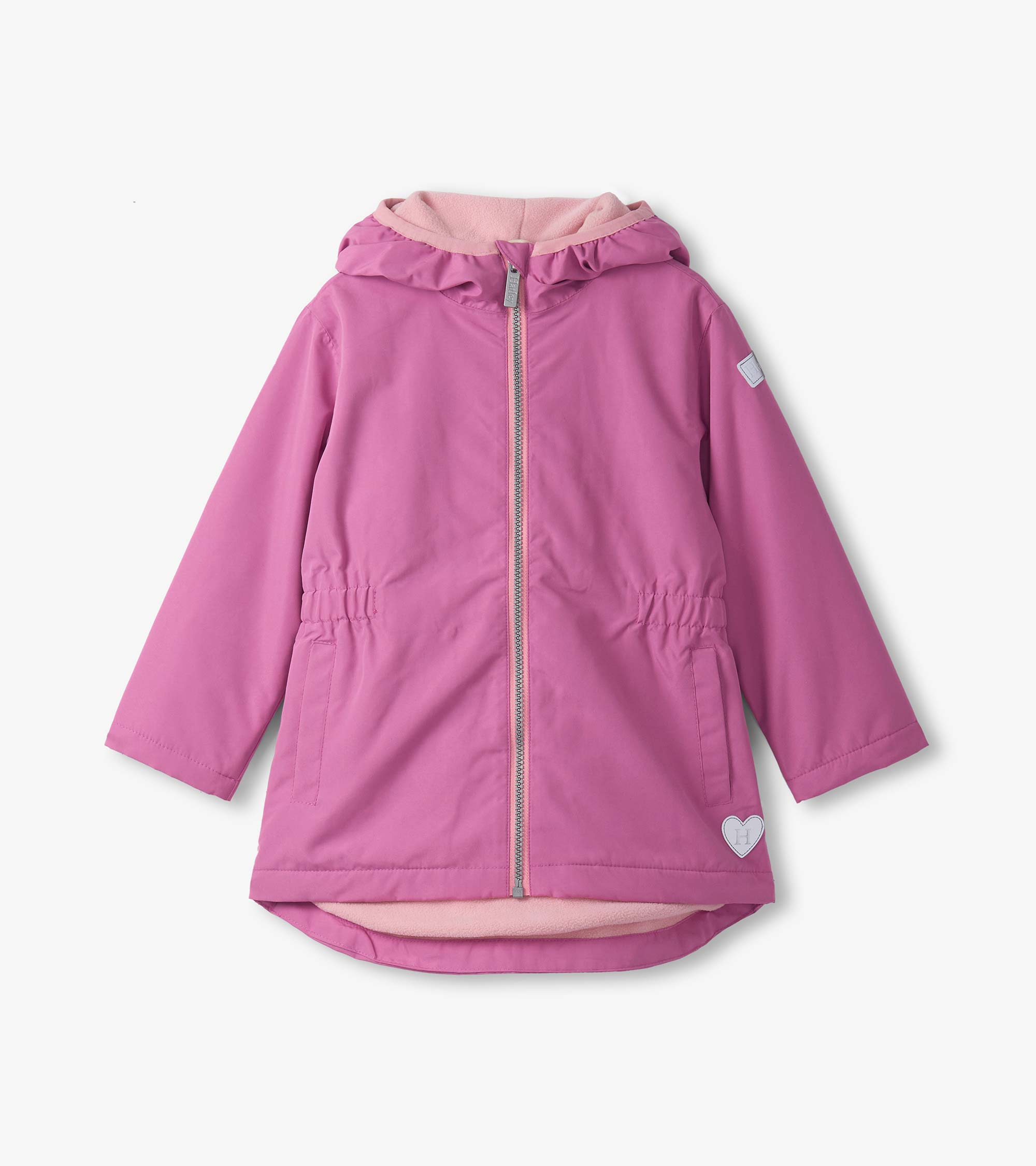 Chaqueta impermeable rosa corazones cisne