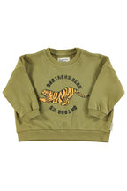 Sudadera verde oliva con tigre