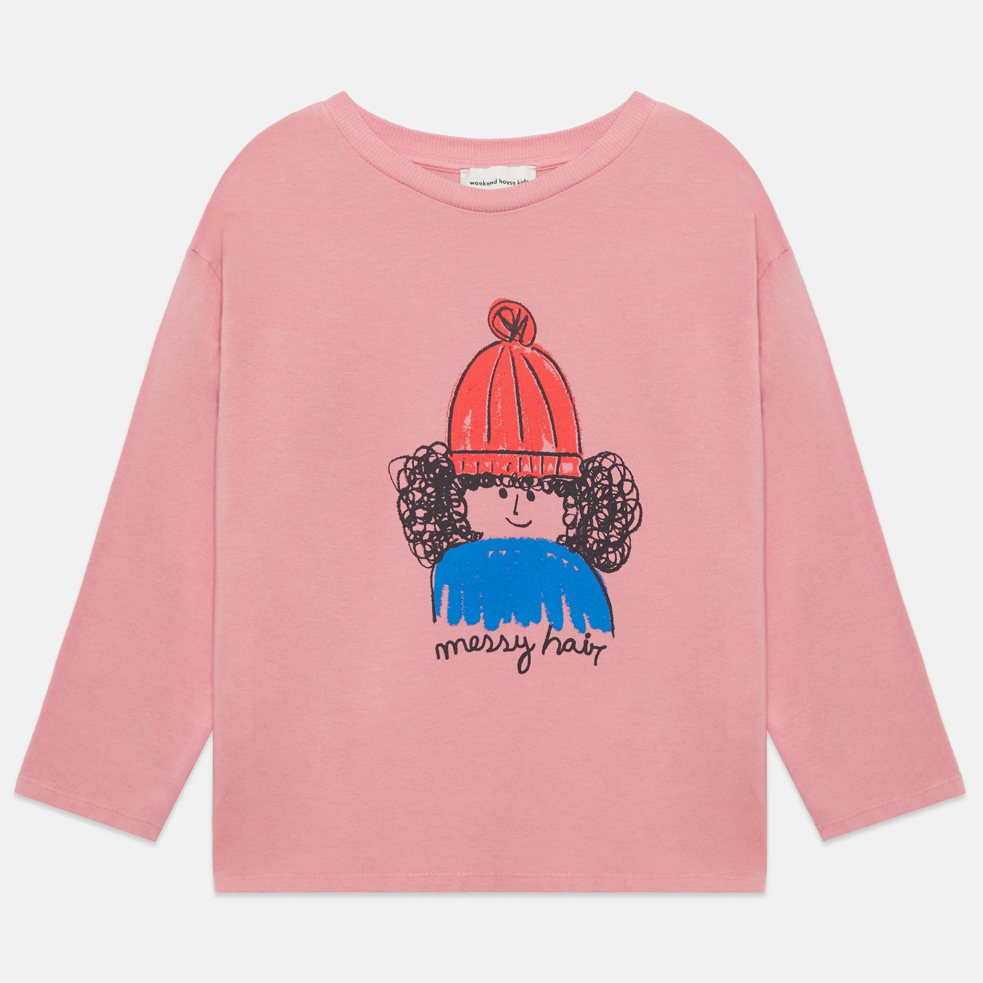 Camiseta rosa manga larga Messy Hair