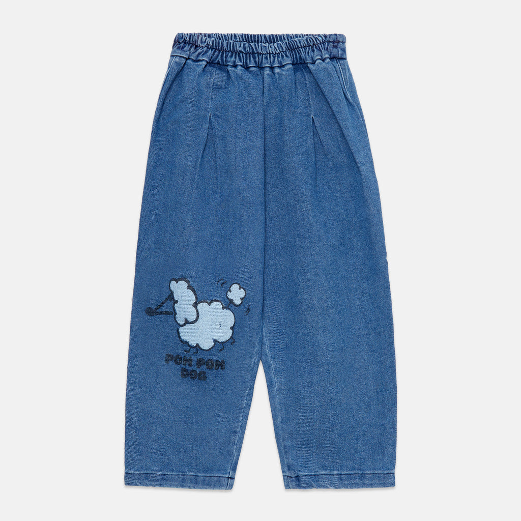 Pantalones denim pom pom