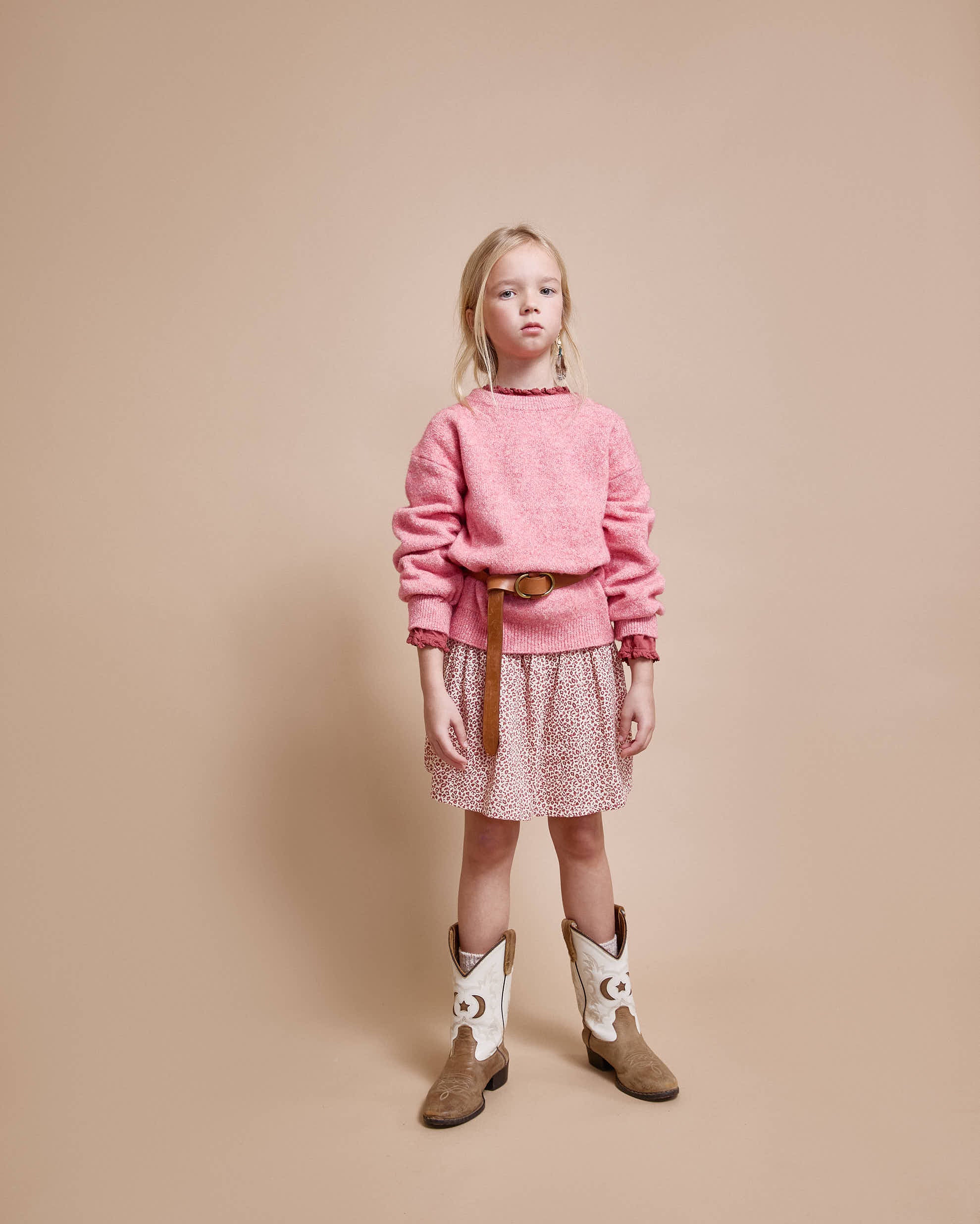 Falda midi estampado animal rosa