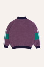 PURPLE COLOR BLOCK KIDS ZIPPED SWEATSHIRT