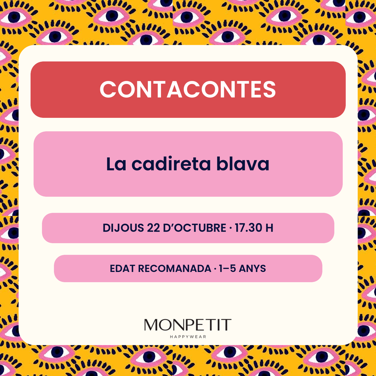 Conte La cadireta blava a MONPETIT · 22 d’octubre · 17.30 h