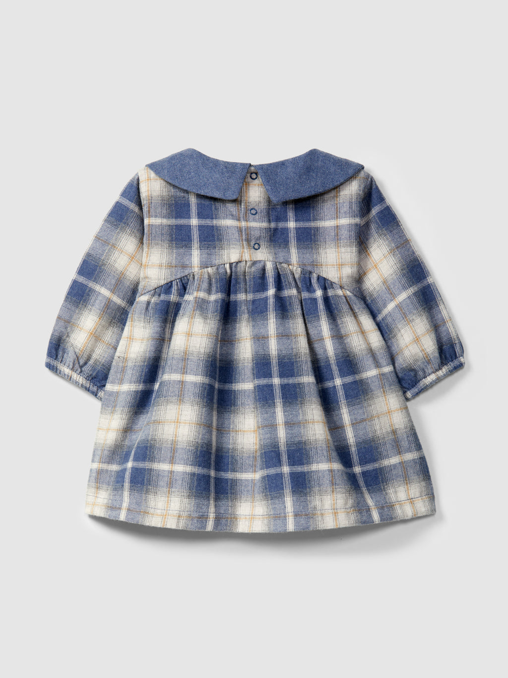 Vestido de cuadros con cuello bordado índigo - vista 2
