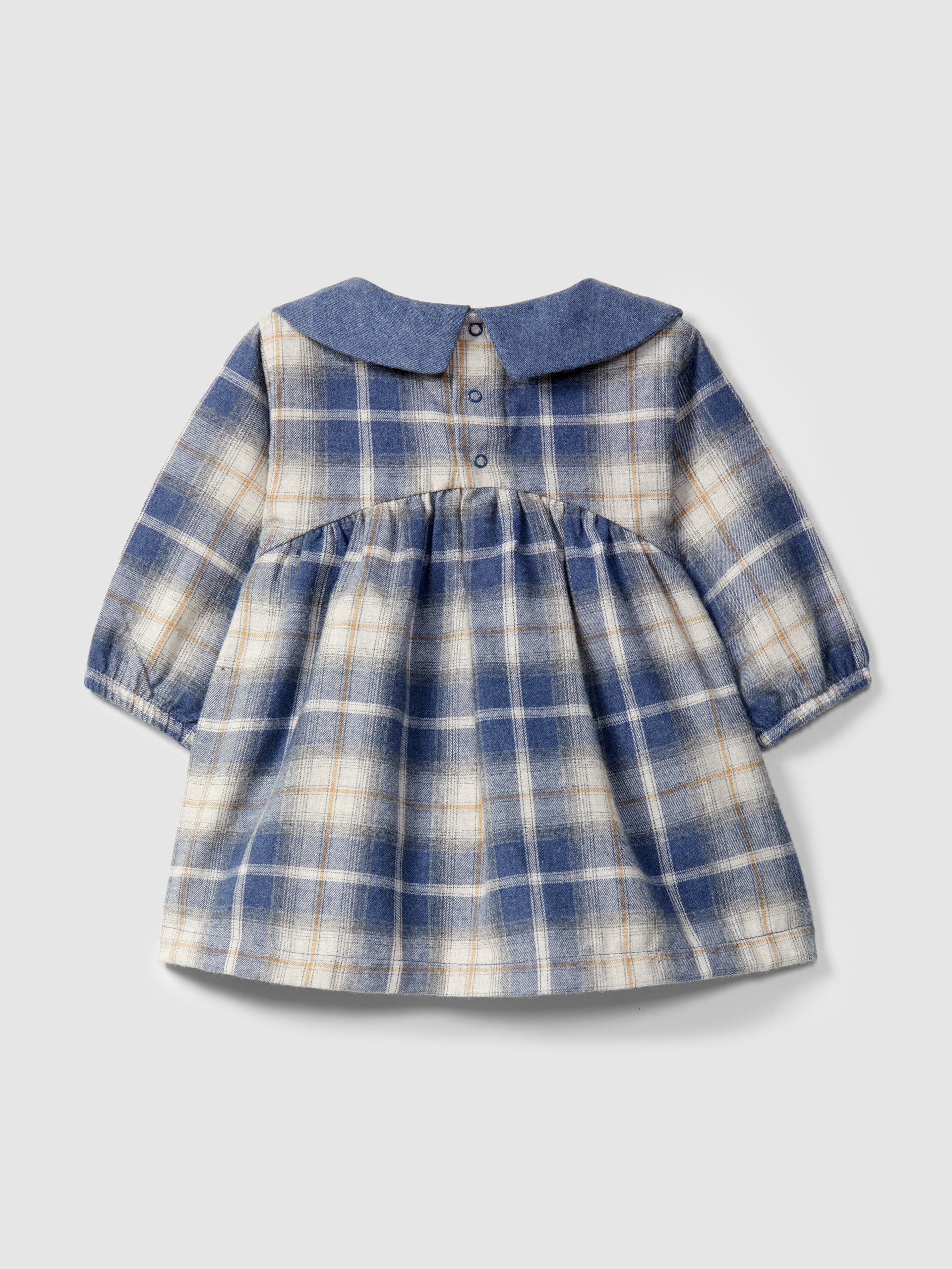 Vestido de cuadros con cuello bordado índigo - vista 2