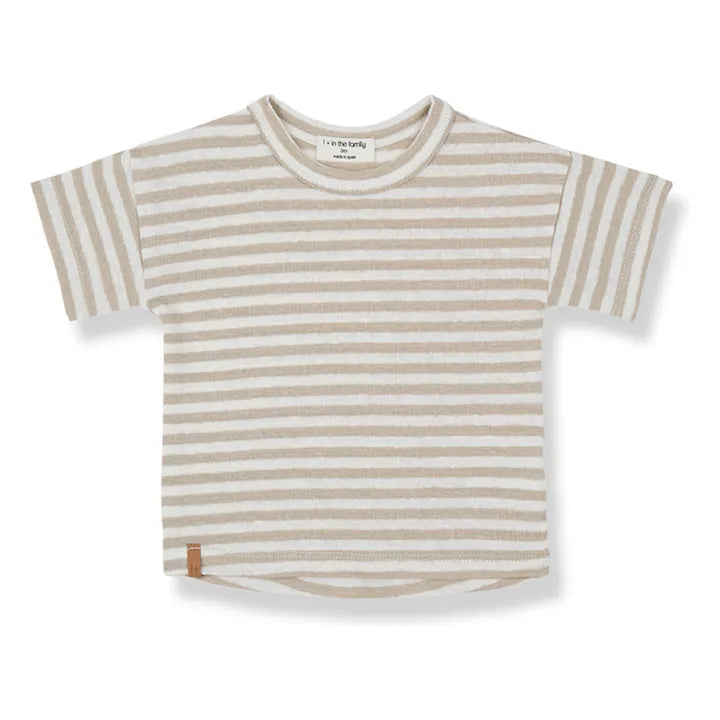 Camiseta manga corta lino rayas doradas Saus 1+inthefamily